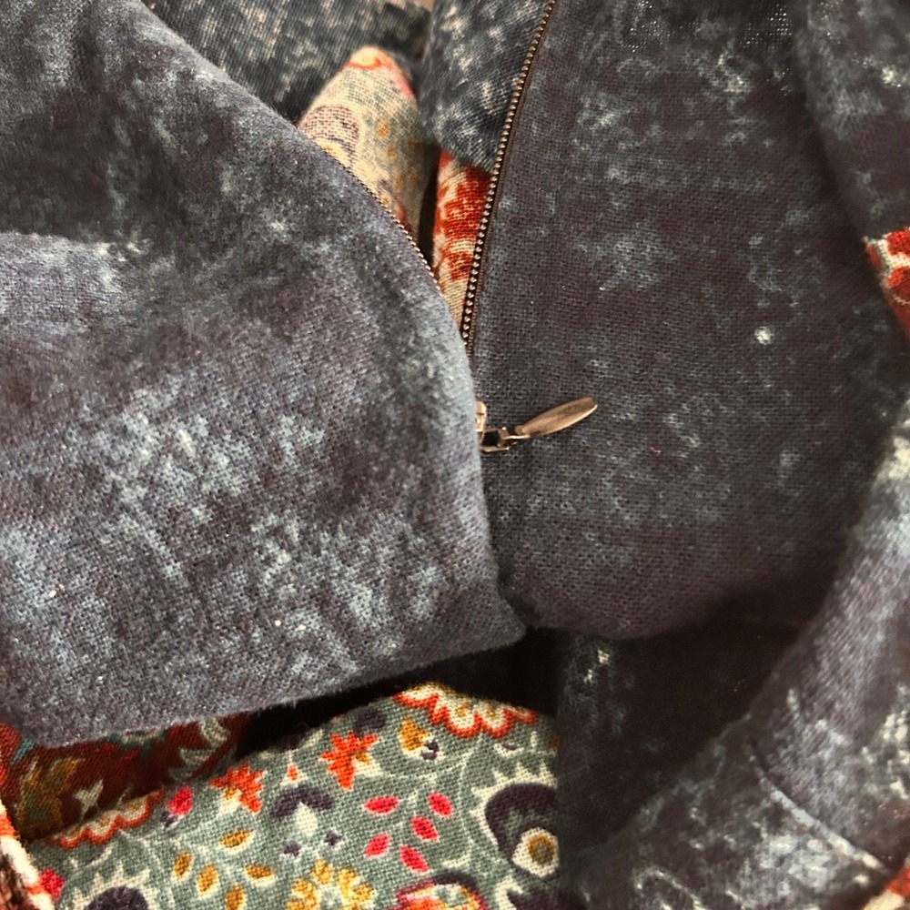 Boho Patchwork Overalls Teal Large - image 5